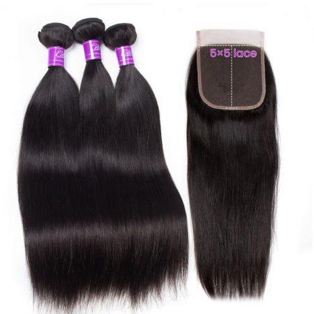 Straight Hair 3 Bundles With 5x5 Closure