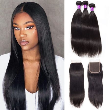 Straight Hair 3 Bundles With Closure