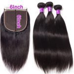 Straight Hair 4 Bundles With 6×6 Lace Closure