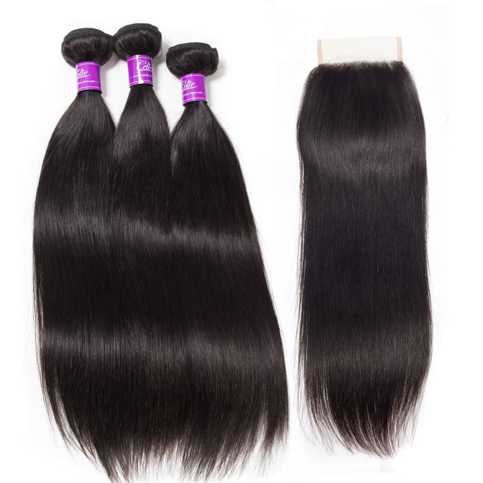 Brazilian Straight Hair 3 Bundles With Closure 10a Virgin Hair | Celie Hair