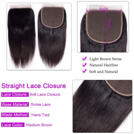 Straight 6x6 Lace Closure