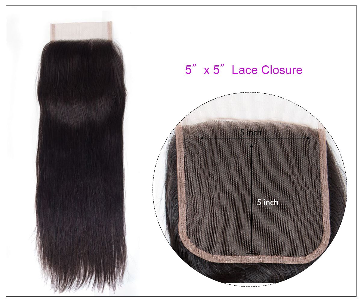 Straight Hair 3 Bundles With 5x5 Closure