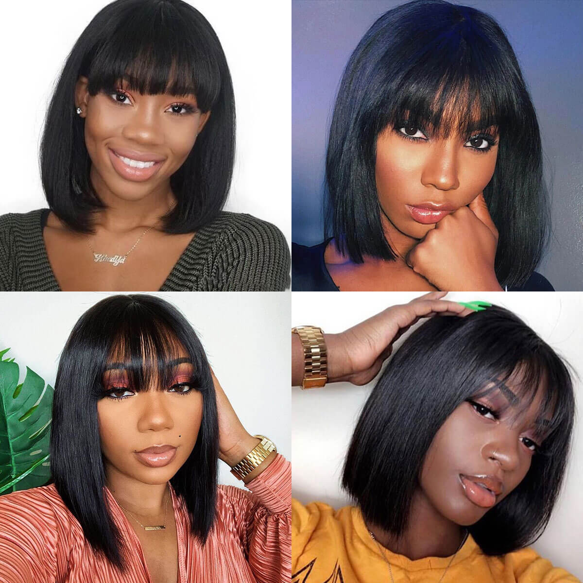 13x4 straight bob wig with bangs