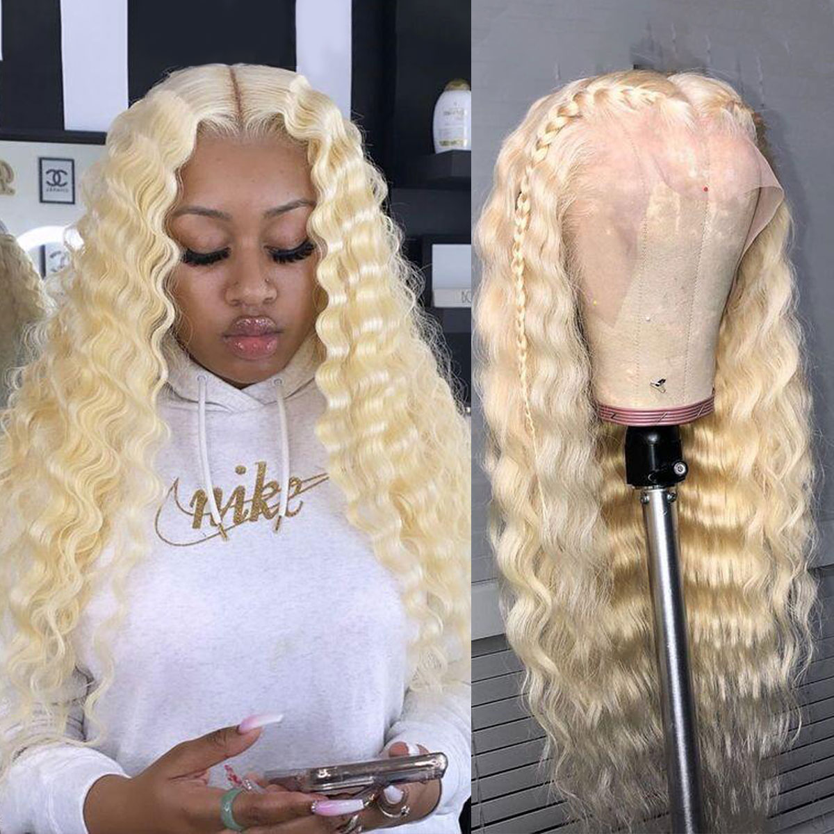 180% Density 613 Deep Wave Lace Wig