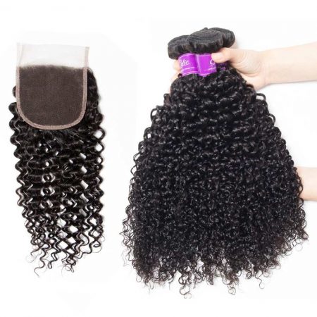 Curly Hair 3 Bundles With Closure