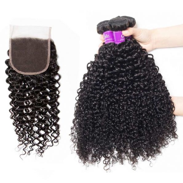 Curly Hair 3 Bundles With Closure