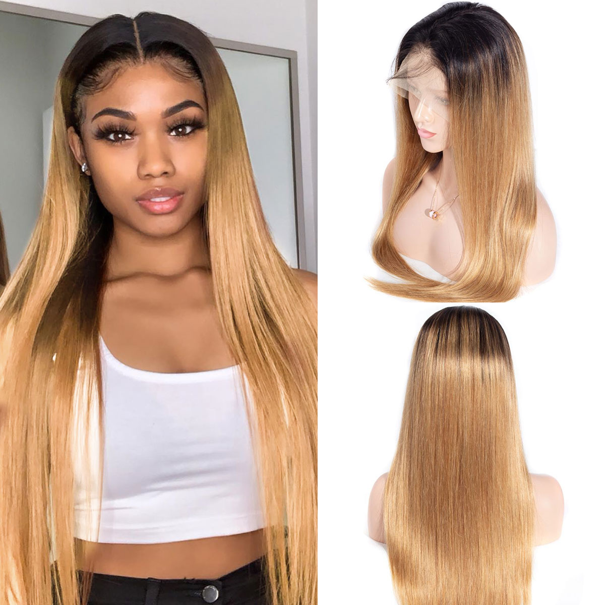 1b27 straight lace front wig