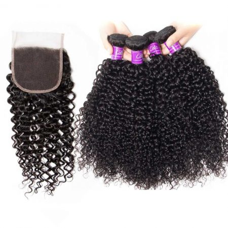 Curly Hair 4 Bundles With Closure