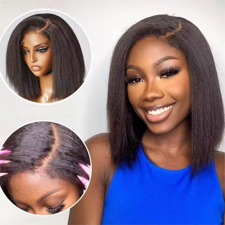 4c edges hairline kinky straight bob wig (1)