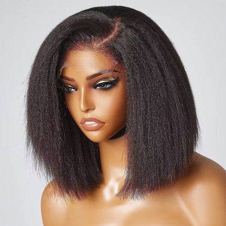 4c edges hairline kinky straight bob wig (2)