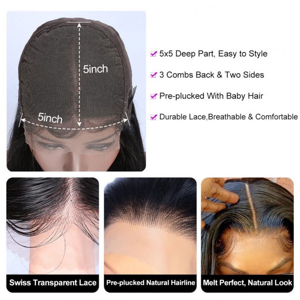 Deep Wave 5×5 Lace Wigs