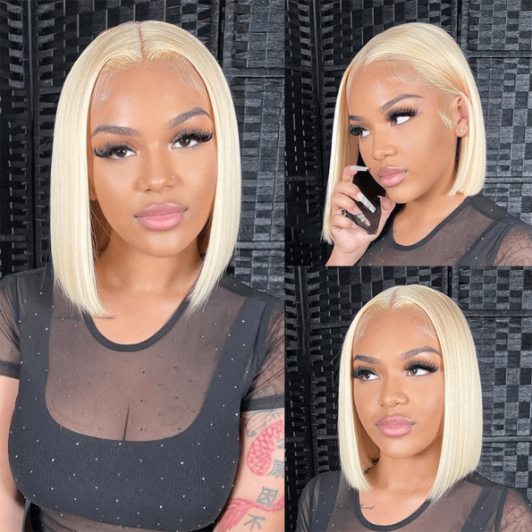 613 blonde lace frontal bob wig