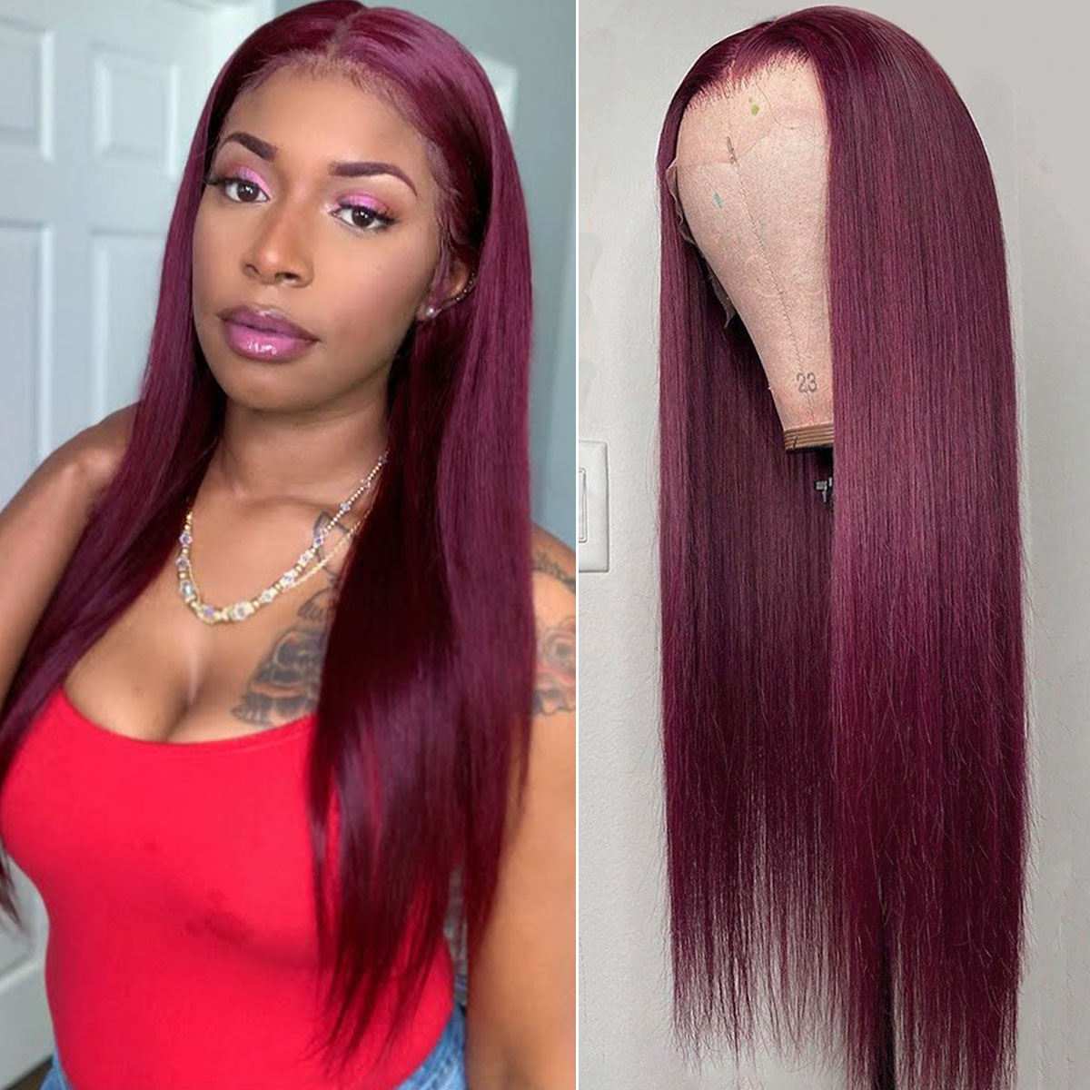 99J Straight 5x5 Lace Closure Wigs