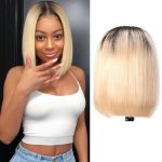 Brazilian 1b blonde Straight Bob Wig 13×6 Lace Front colored (1)