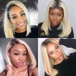 Brazilian 1b blonde Straight Bob Wig 13×6 Lace Front colored (1)