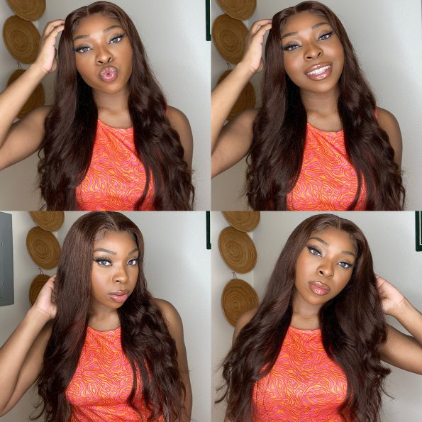 Dark Brown Body Wave Lace Front Wig