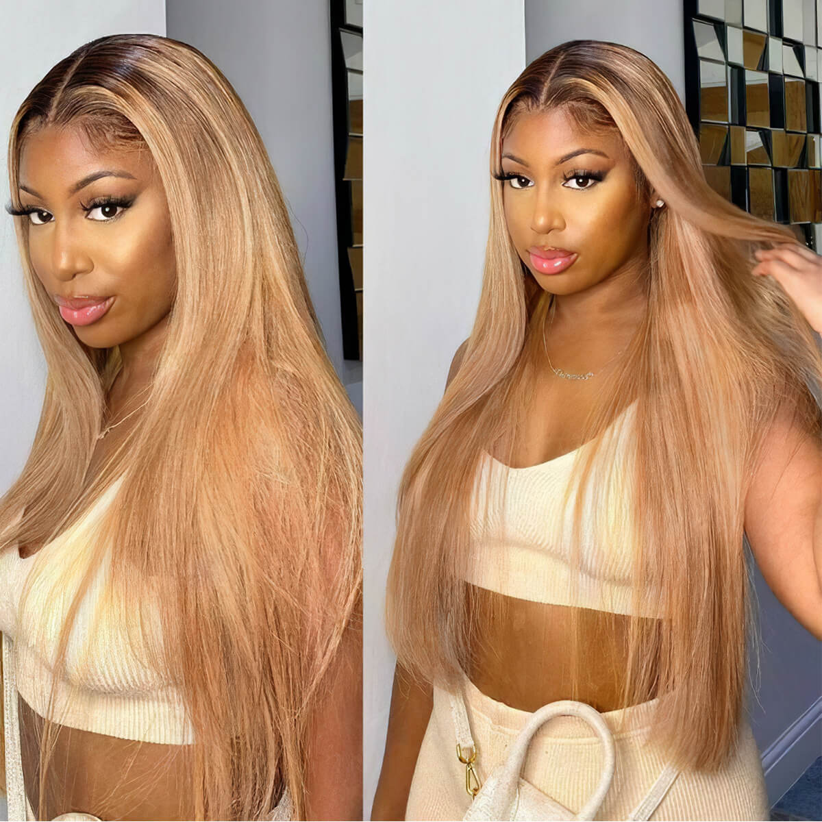 T1B/27 Color Straight Hair 13x4 Lace Front Wigs 150% Density Pre-plucked  Hairline | Celie Hair