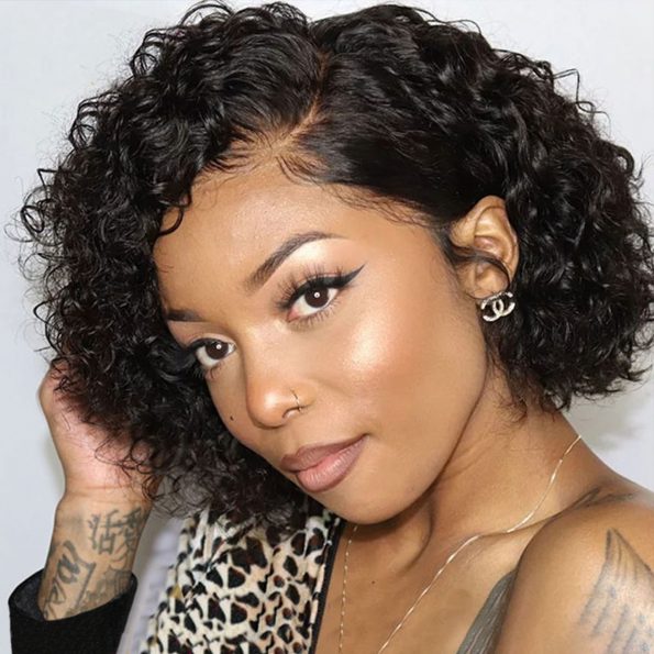Pixie Cut Wig Short Bouncy Water Wave Lace Front Wig