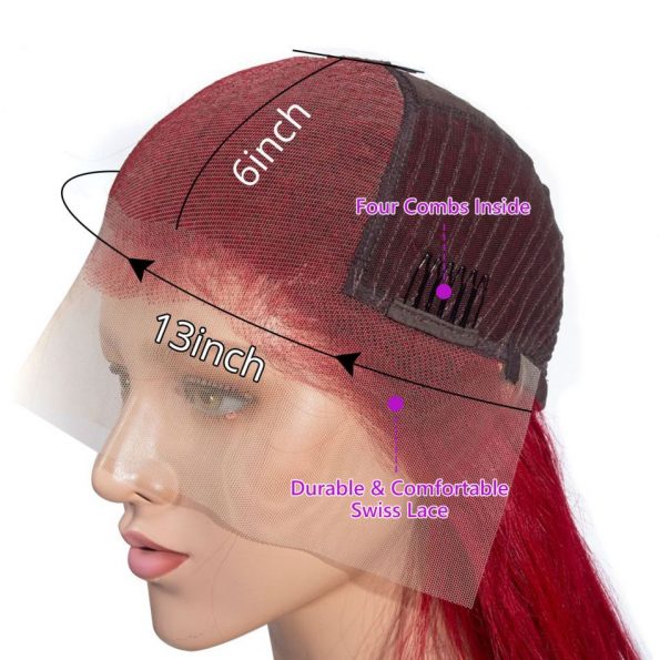 Redwine Color Straight 13×6 Lace Wigs (1)