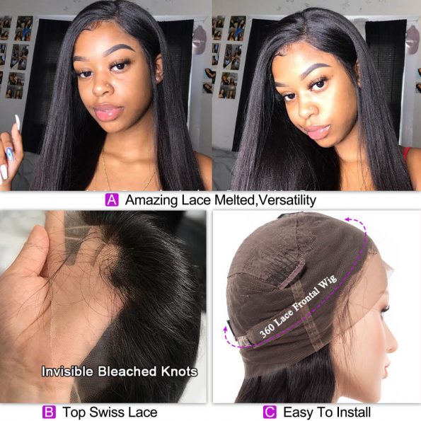 Straight 360 lace front Wigs