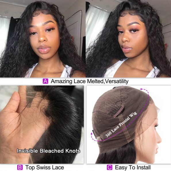 Water Wave Human Hair 360 lace wigs