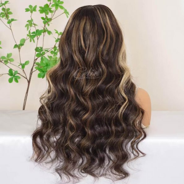 balayage highlight body wave glueless wig (2)