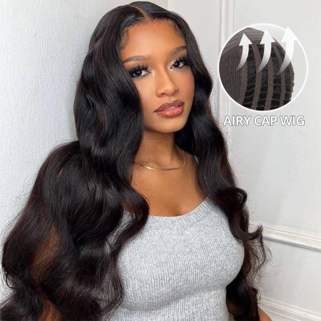 body wave airy cap wig wear go