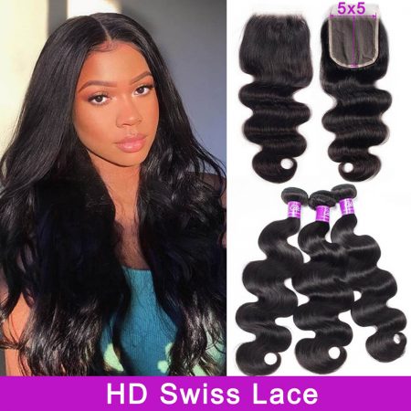 body wave bundles with hd closure