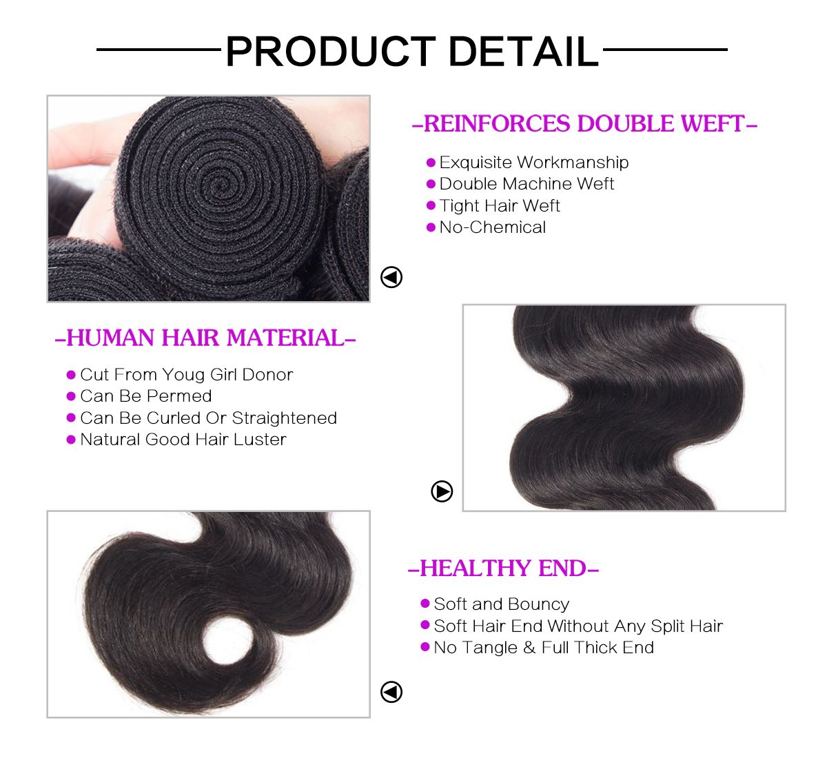 Body Wave Hair 3 Bundles With Closure