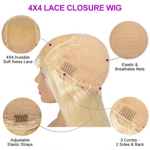 celie blonde hair body wave 4×4 lace wig