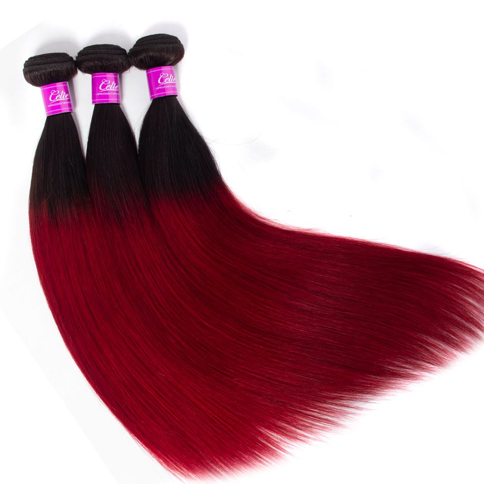 celie hair 1b red ombre straight hair