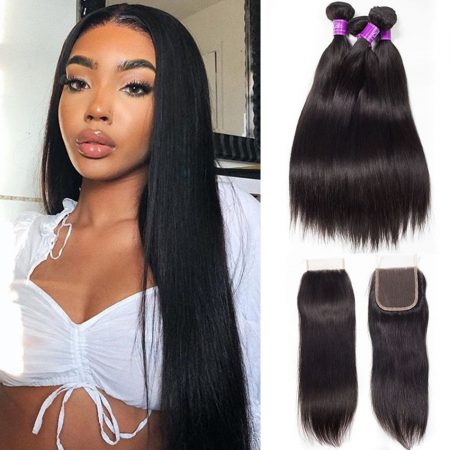 Straight Hair 4 Bundles With Closure