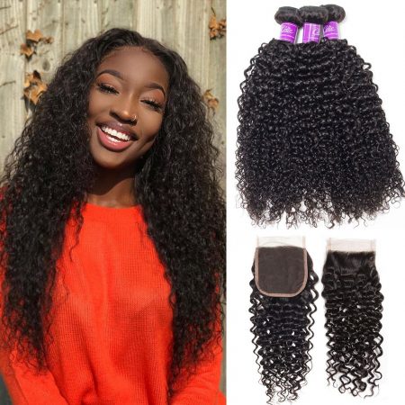 Curly Hair 3 Bundles With Closure