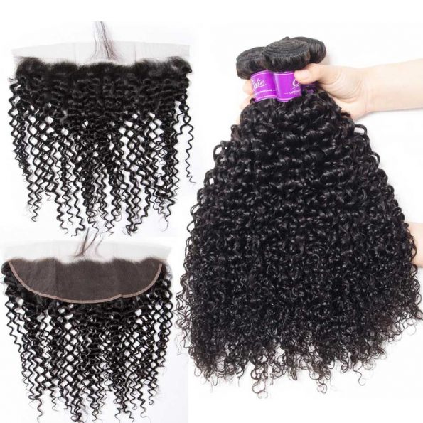 Curly Hair 3 Bundles With Frontal
