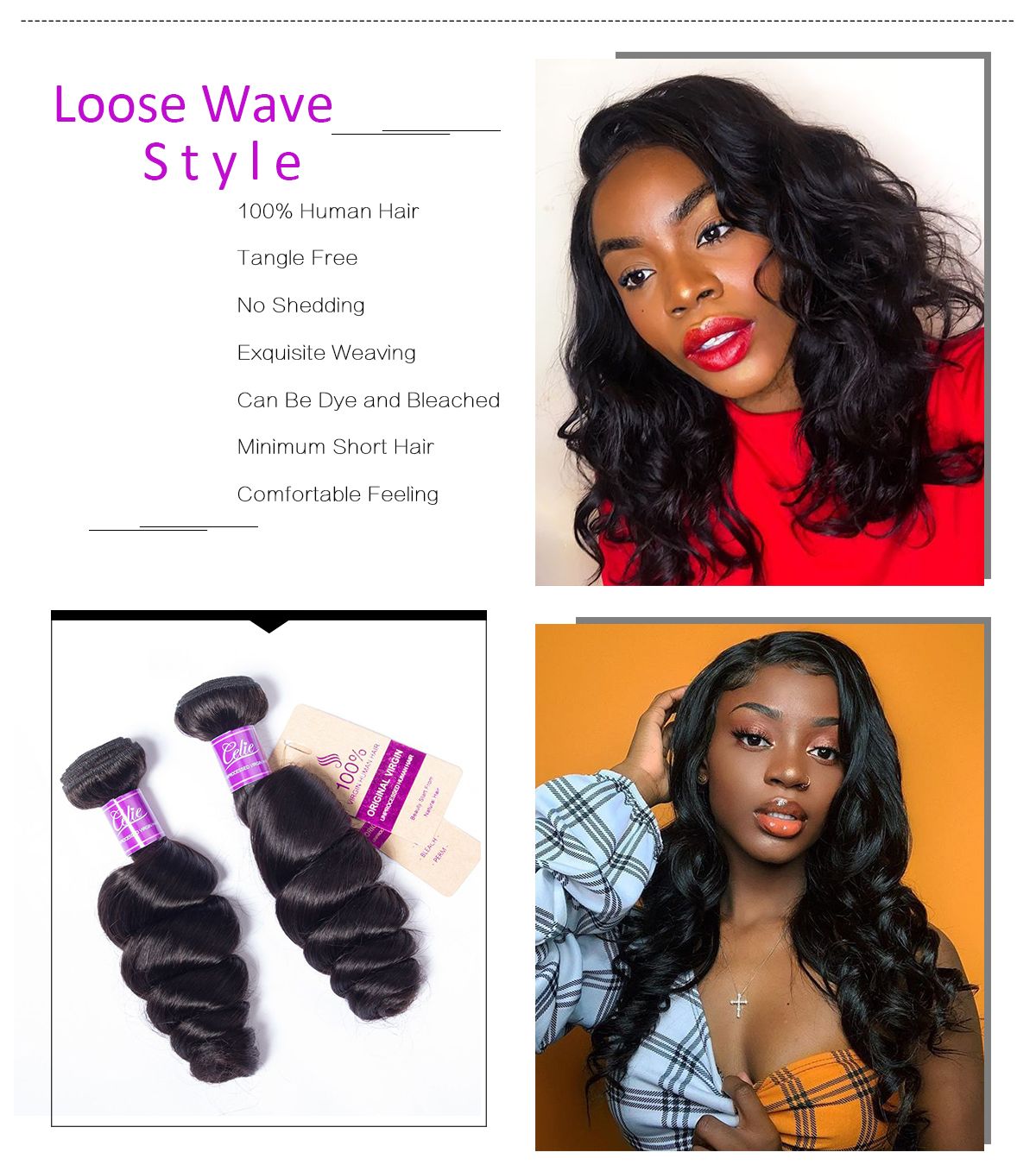 Loose Wave 4 Bundles With Closure 