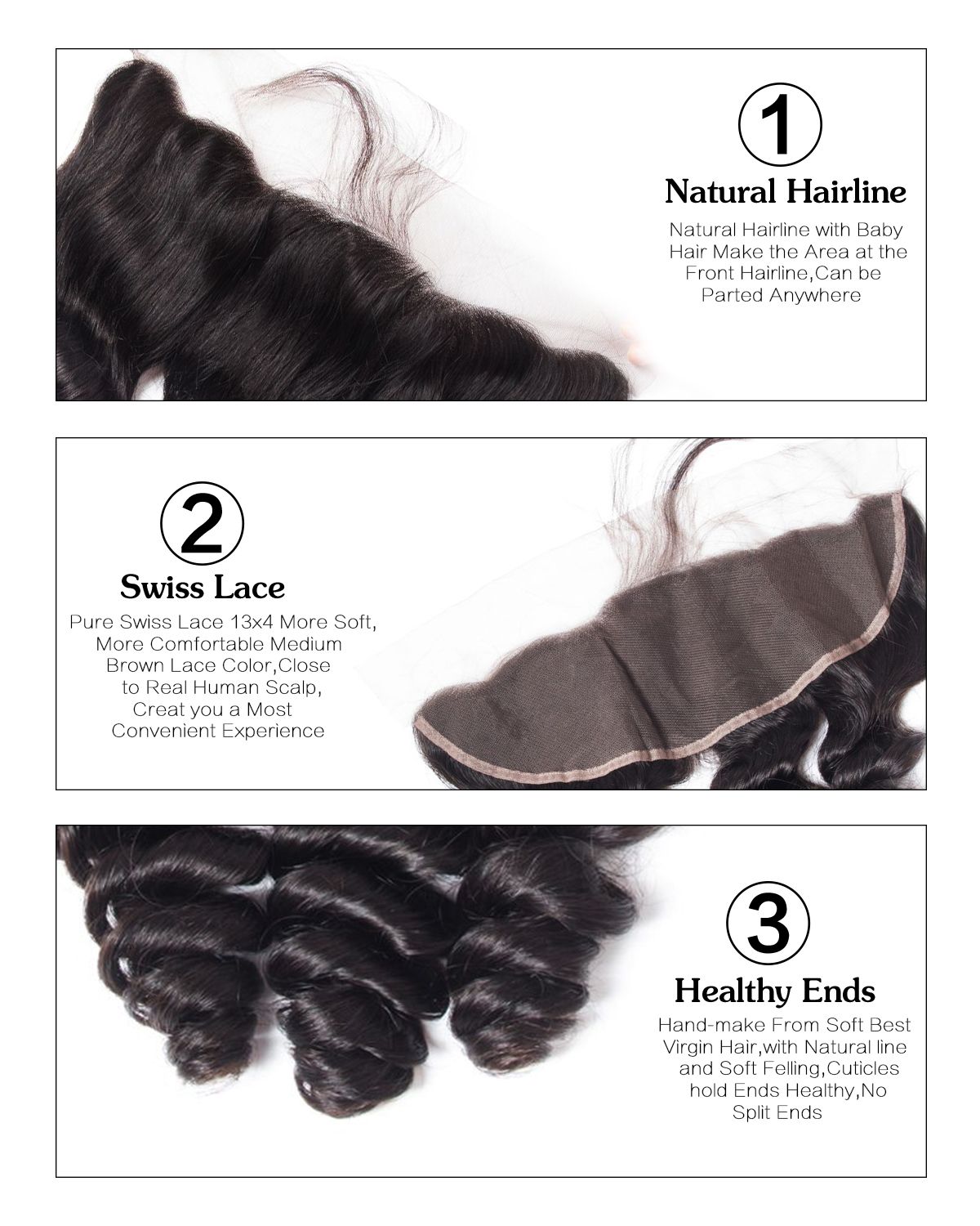 Loose Wave 3 Bundles With Frontal