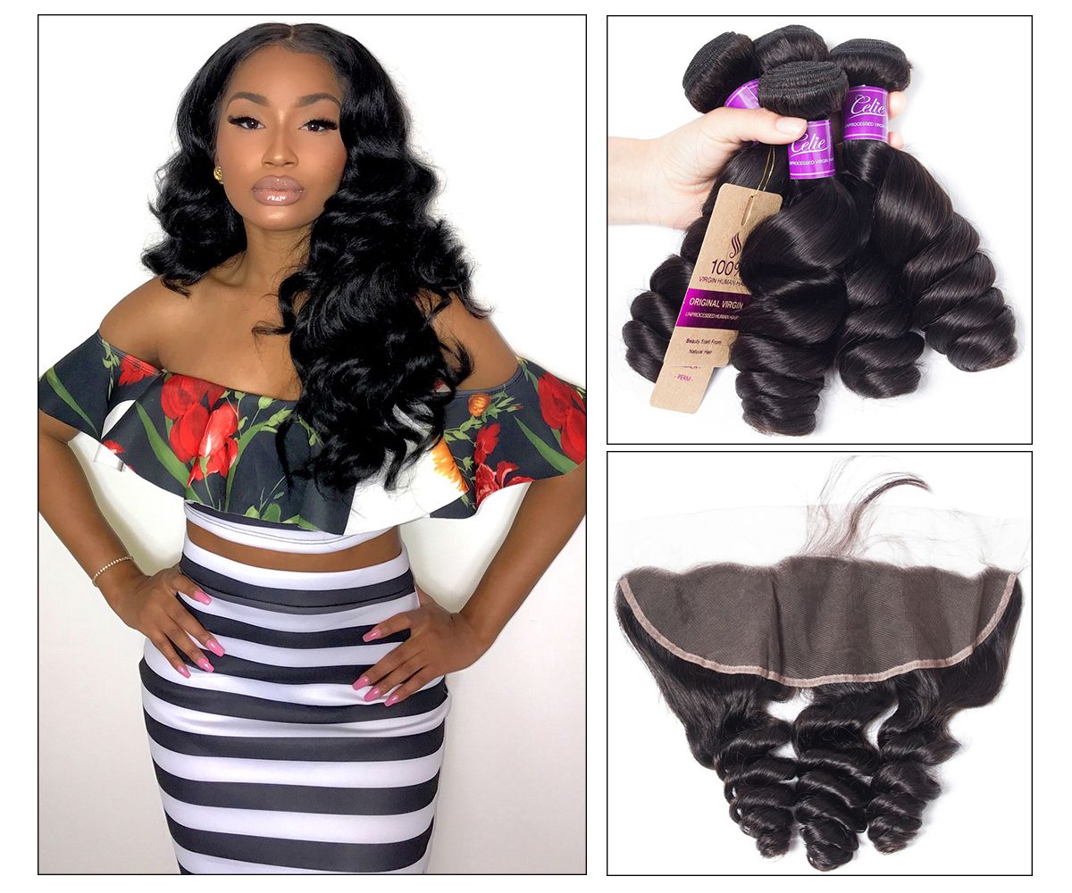 Loose Wave 4 Bundles With Frontal