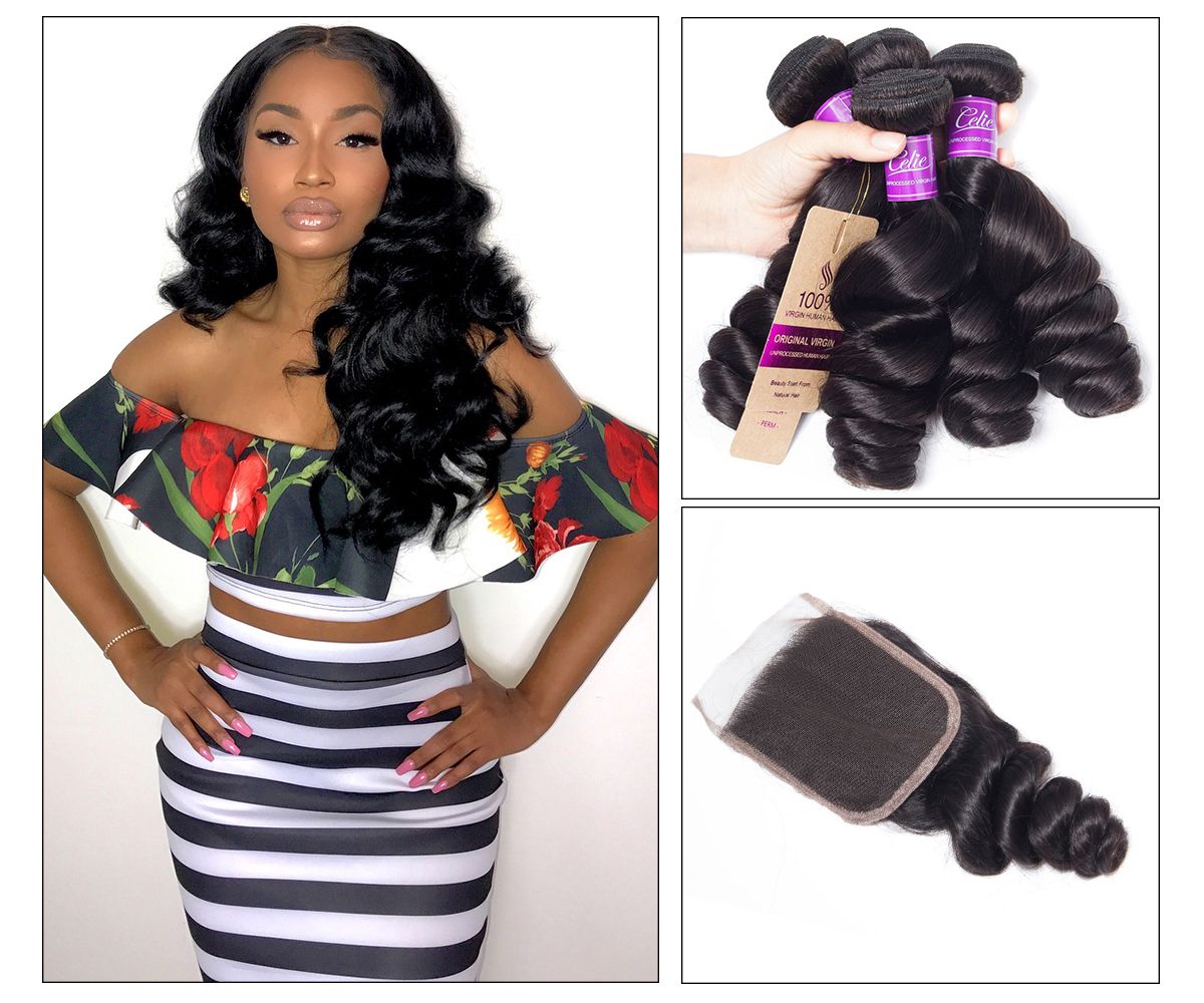 Loose Wave 3 Bundles With Closure