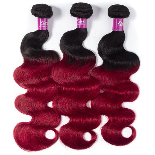 1B/Red Body Wave 3 Bundles With Closure