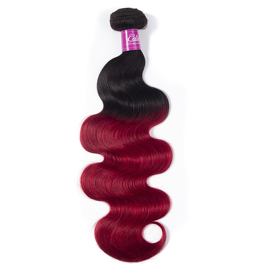 1B/Red Body Wave 3 Bundles With Closure