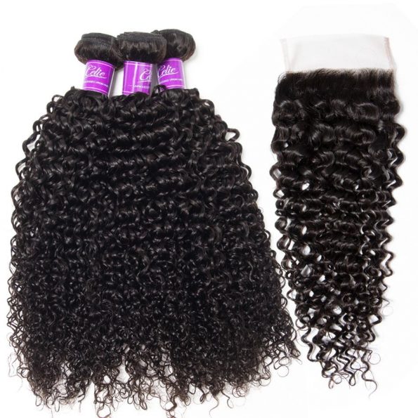 Curly Hair 3 Bundles With Closure