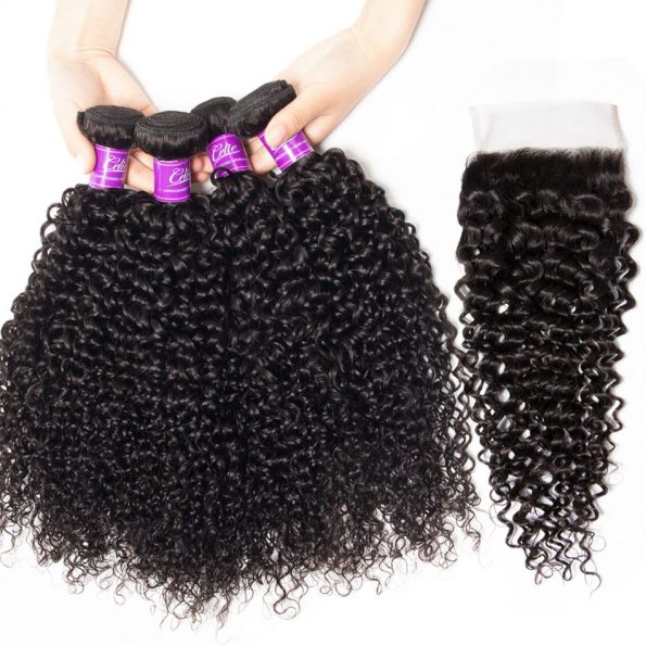 Curly Hair 4 Bundles With Closure