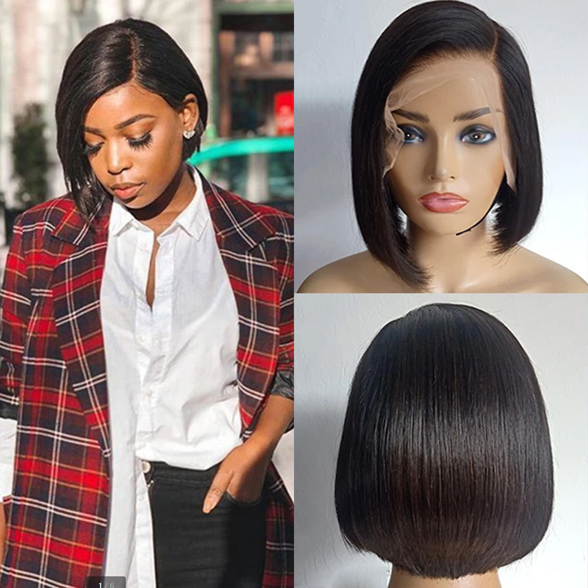 customized straight bob side part