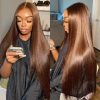 dark brown straight lace front wig