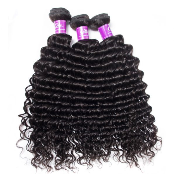 Deep wave Hair 3 Bundles With 6×6 Lace Closure