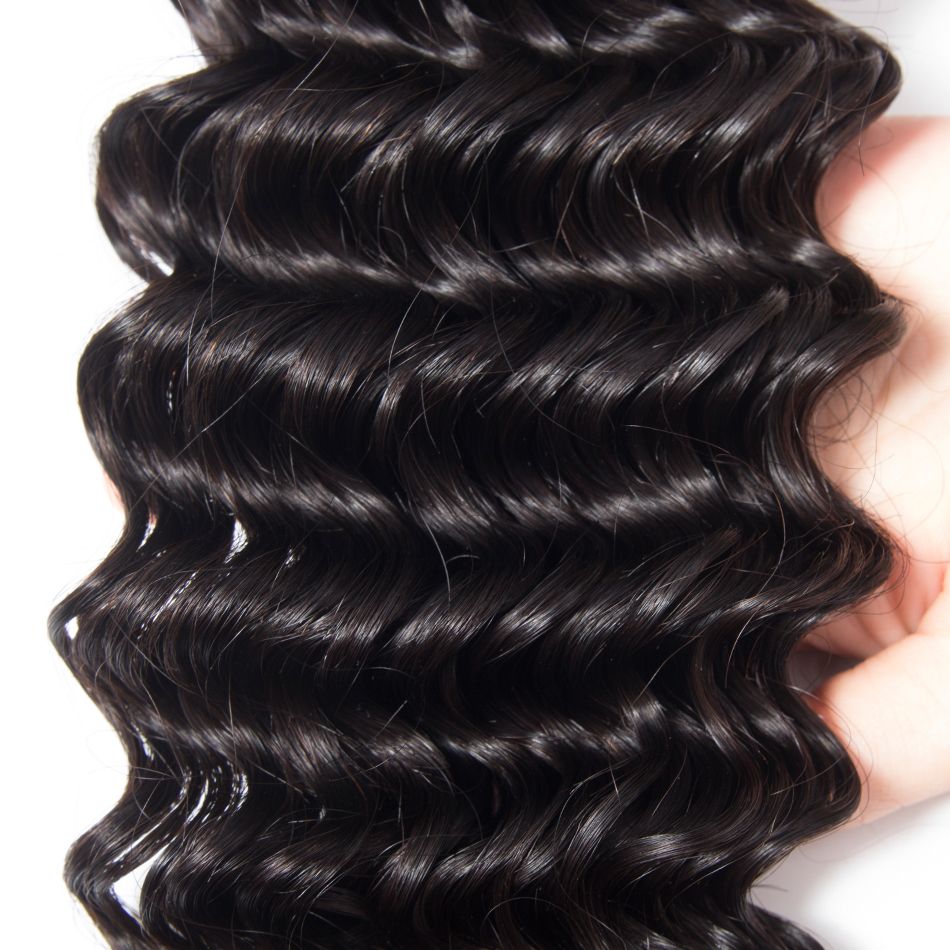 Deep wave Hair 3 Bundles With 6x6 Lace Closure