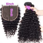 Deep wave Hair 3 Bundles With 6×6 Lace Closure