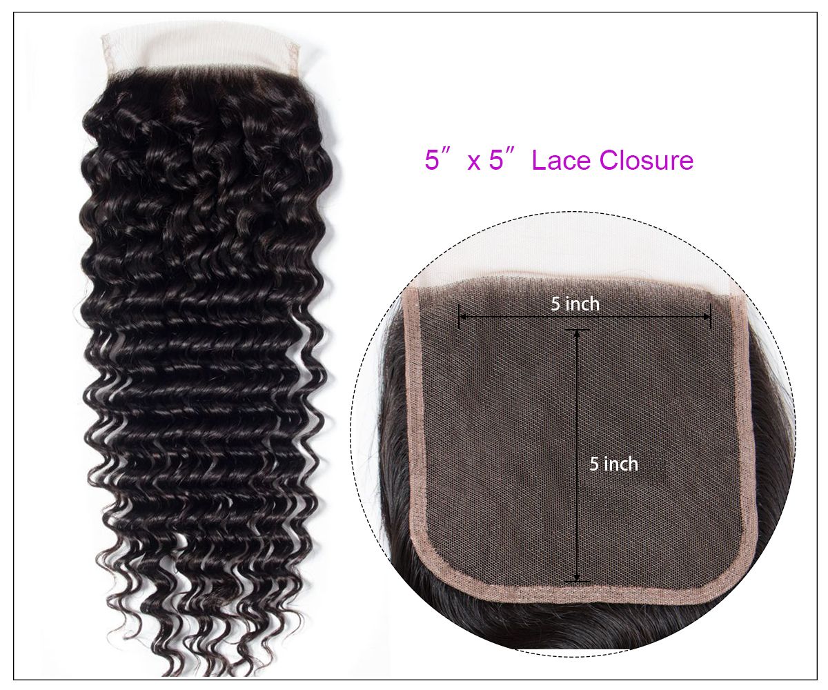 Brazilian Deep Wave 3 Bundles With 5x5 Closure