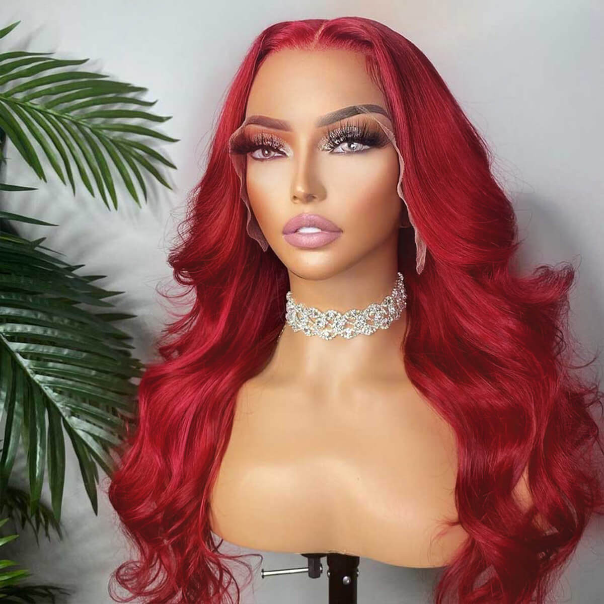 hd body wave red colored human hair wig (1)