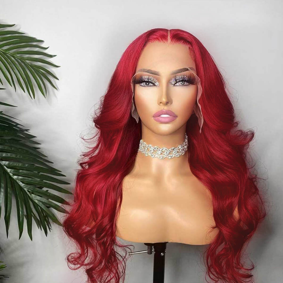 hd body wave red colored human hair wig (2)